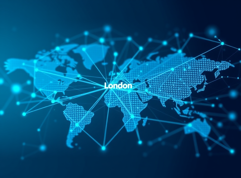 Global network connectivity diagram showing London as a central hub